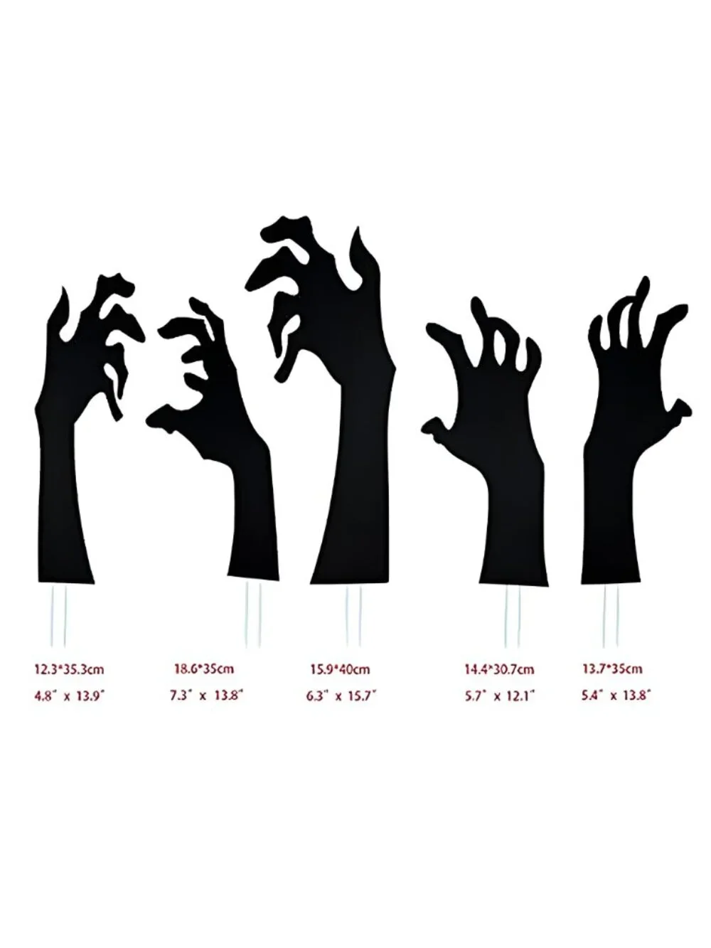 5 Pack Halloween Black Hands Yard Signs with Stakes Scary Silhouette